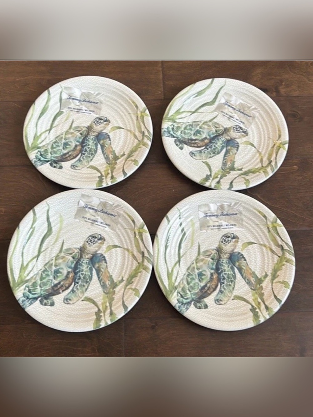 Tommy Bahama Tropical Sea Turtles Salad Plates Set Of 4 New 8”